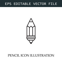 Pencil Icon Black and White Vector Design Image Illustration
