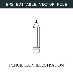 Pencil Icon Black and White Vector Design Image Illustration
