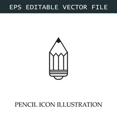 Pencil Icon Black and White Vector Design Image Illustration
