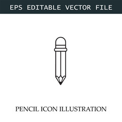 Pencil Icon Black and White Vector Design Image Illustration
