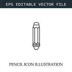 Pencil Icon Black and White Vector Design Image Illustration
