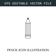 Pencil Icon Black and White Vector Design Image Illustration
