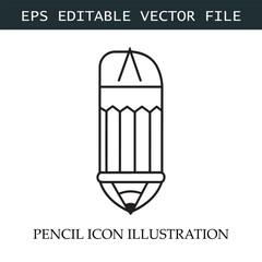 Pencil Icon Black and White Vector Design Image Illustration
