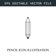 Pencil Icon Black and White Vector Design Image Illustration
