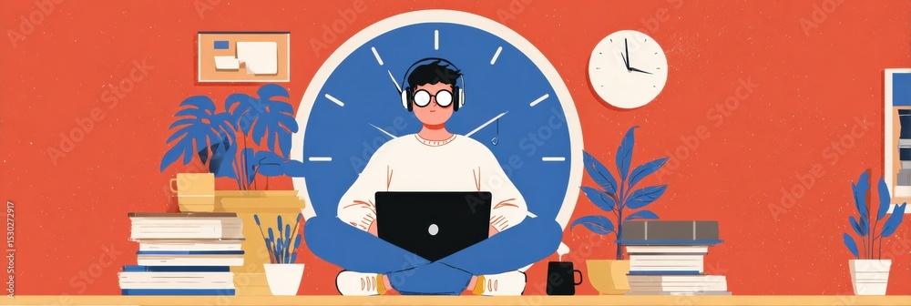 Fototapete enhancing productivity through time blocking techniques in a vibrant workspace