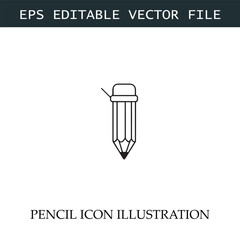 Pencil Icon Black and White Vector Design Image Illustration
