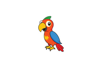 Cartoon parrot with vibrant colorful feathers vector art illustration