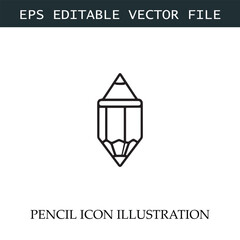 Pencil Icon Black and White Vector Design Image Illustration
