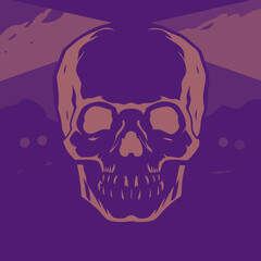 Fototapeta premium Stylized skull graphic with purple and tan color scheme