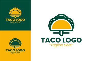 Vibrant Taco Logo in Yellow and Green for Taco Stand and Restaurant Branding