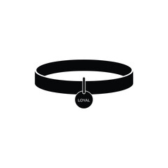Black Pet Collar with Loyal Tag, Canine Accessory, Dog or Cat, Fashionable Design