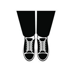 Black Shoes with White Laces Illustration Legs, Sneakers, Shoes, Fashion, Style