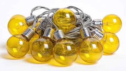 Yellow string lights clustered