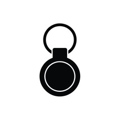 Black Silhouette Illustration Circular Keyring Tag Tracker Accessory, Gadget, Round Shape Item
