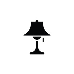 Black Silhouette Illustration of a Table Lamp with Pull Chain on White Background