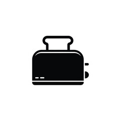 Black Silhouette Illustration of a Toaster with Toast on a White Background, Clean Icon