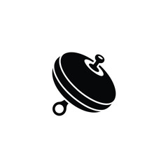 Black Silhouette Illustration of a Traditional Spinning Top Toy for Children
