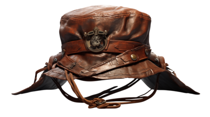 Detailed Leather Hat Design with Metal Emblem Perfect for Adventure Game Assets