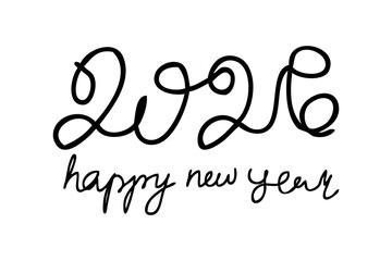 Happy New Year 2026 design template luxury with typography logo. Handwritten isolated vector illustration for calendar, poster, banner, card.