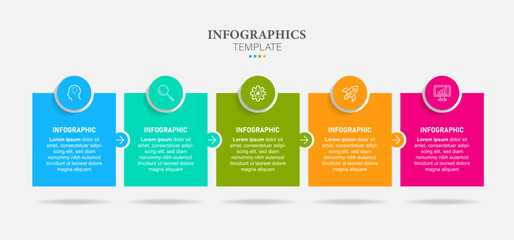 Vector infographic numbered process chart template. 5 steps
