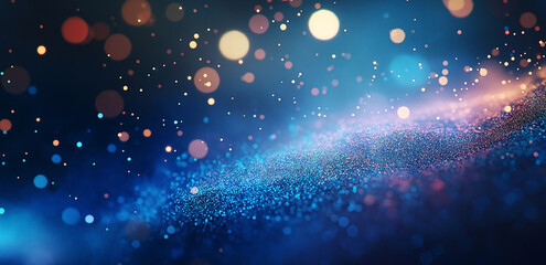 On a dark background, colorful light spots and bands interweave, like a dreamy nebula, creating a romantic and mysterious atmosphere, suitable for creative design scenarios.