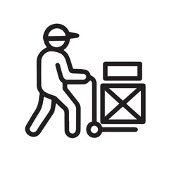  Delivery Worker Line Icon – Logistic and Shipping Outline Symbol