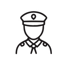  Officer or Scout Leader Line Icon – Uniformed Person Outline Symbol