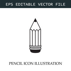 Pencil Icon Black and White Vector Design Image Illustration
