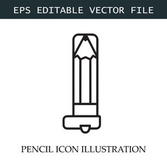 Pencil Icon Black and White Vector Design Image Illustration
