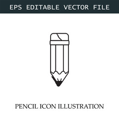Pencil Icon Black and White Vector Design Image Illustration
