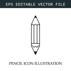 Pencil Icon Black and White Vector Design Image Illustration
