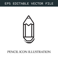 Pencil Icon Black and White Vector Design Image Illustration
