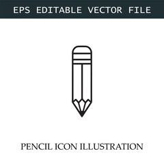 Pencil Icon Black and White Vector Design Image Illustration
