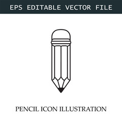 Pencil Icon Black and White Vector Design Image Illustration
