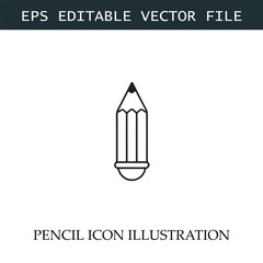 Pencil Icon Black and White Vector Design Image Illustration
