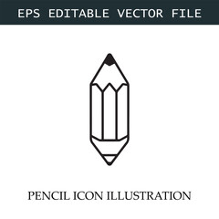 Pencil Icon Black and White Vector Design Image Illustration
