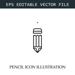 Pencil Icon Black and White Vector Design Image Illustration
