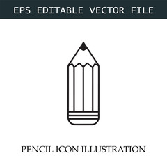 Pencil Icon Black and White Vector Design Image Illustration
