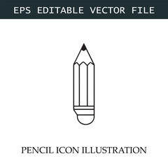 Pencil Icon Black and White Vector Design Image Illustration
