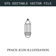 Pencil Icon Black and White Vector Design Image Illustration
