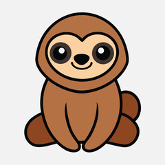 Obraz premium Smiling cartoon sloth illustration vector graphic