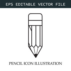 Pencil Icon Black and White Vector Design Image Illustration
