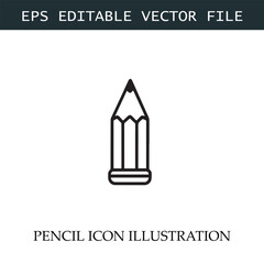 Pencil Icon Black and White Vector Design Image Illustration
