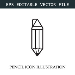 Pencil Icon Black and White Vector Design Image Illustration
