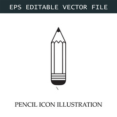 Pencil Icon Black and White Vector Design Image Illustration
