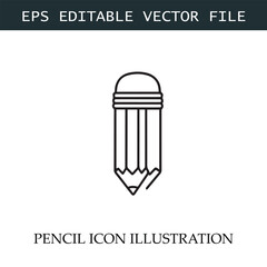 Pencil Icon Black and White Vector Design Image Illustration
