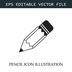 Pencil Icon Black and White Vector Design Image Illustration
