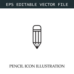 Pencil Icon Black and White Vector Design Image Illustration
