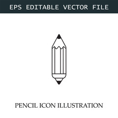 Pencil Icon Black and White Vector Design Image Illustration
