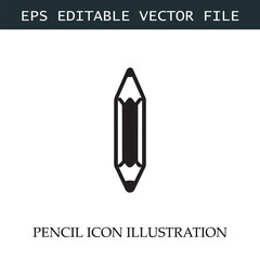 Pencil Icon Black and White Vector Design Image Illustration
